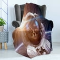 thumbnail image 4 of Space Cat Soft Flannel Fleece Throw Blanket, Brave Astronaut Kitty in Suit Above World Lunar Eclipse Backdrop Print, Cozy Plush for Indoor and Outdoor Use, 50" x 70", White and Blue, by Ambesonne, 4 of 5