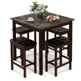 thumbnail image 2 of Costway 5 PCS Bar Table Set Square Dining Table & 4 PVC Leather Upholstered Bar Stools Brown, 2 of 10
