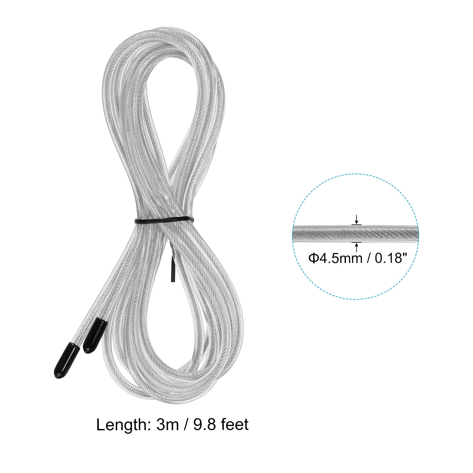 Uxcell 10Ft Speed Jump Rope Replacement Cable 4.5mm Professional Skipping Rope Replacement Silver Tone 4 Pack