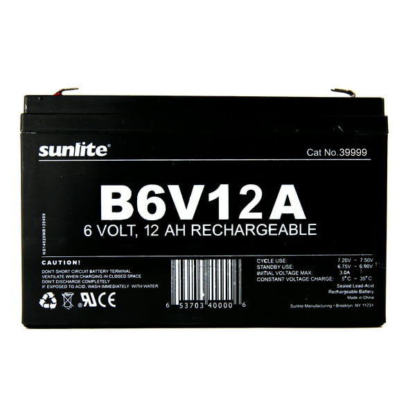 B6V12A 6V 12AH EMERGENCY BATTERY SUNLITE