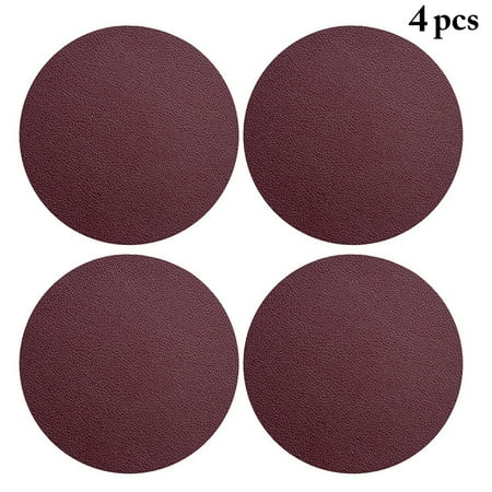 

Drink Mat Faux Leather 4PCS Solid Color Round Coaster Mat Cup Mat for Restaurant