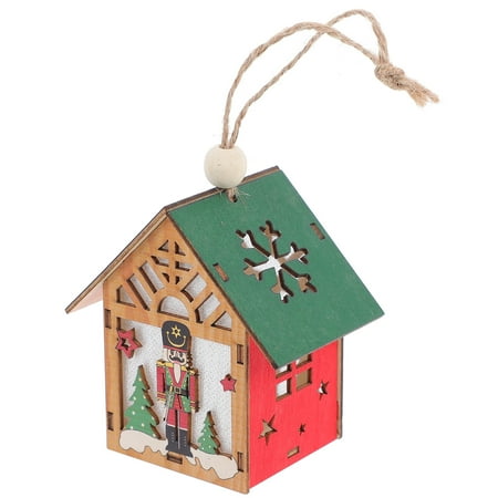 

Christmas Tree Pendant Wood Hanging Glowing House Statue Light Up House Statue