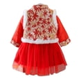 thumbnail image 3 of AURIGATE Tutu Skirt for Newborn Toddler Baby Girl New Year Tang Suit Skirt Dress Princess Dress+Thick Vest Sets, 3 of 4