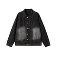 thumbnail image 4 of LYSMORA 2026 Men's Lapel Gradient Washed Denim Trucker Jacket, Chest Patch Pockets Oversized Loose Fit Casual Outer Shacket, 4 of 8