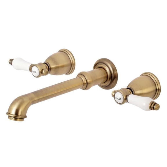 8-Inch Center Wall Mount Bathroom Faucet  Antique Brass