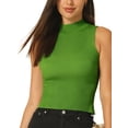 thumbnail image 4 of Hobemty Women's Ribbed Blouse Basic Mock Neck Sleeveless Knitted Top, 4 of 5