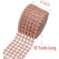 thumbnail image 4 of HUGFEGWE 4" x 10 Yards (30 ft 6 Rows) Rose Gold Bling Rhinestone Diamond Flower Shape Mesh Wrap Roll Faux Rhinestone Crystal Ribbon for Wedding, Cake, Vase Decorations, Party Supplies (Rose Gold), 4 of 8