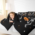 thumbnail image 3 of Manfei Halloween Gothic Skeleton Twin Comforter Sets 2pcs, Festival Pumpkin Bedding Set, Black Orange White,Black Reversible,1 Comforter and 1 Pillowcase, 3 of 6