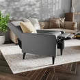 thumbnail image 3 of Emma + Oliver Mid-Century Modern Faux Leather Upholstered Button Tufted Pushback Recliner in Light Gray, 3 of 12