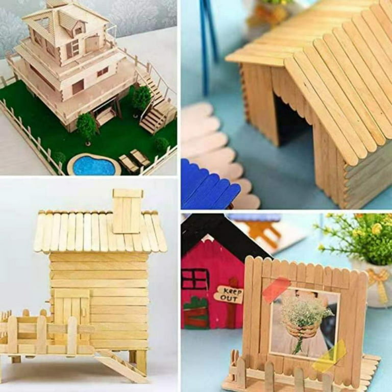 200 Popsicle Sticks Natural Craft Sticks Diy Wooden Sticks Food Grade  Suitable For Homemade Ice Cream (about 11.4 Cm)