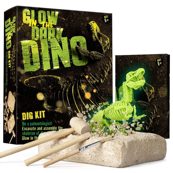 Piano Potato Dinosaur Skeleton Excavation Kit for Kids, Glow in The Dark STEM Archaeology Toy, Birthday Gift for Boys and Girls Ages 4 to 12