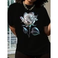 thumbnail image 1 of [Rose Print T-Shirt] Rose Print Women's Short-Sleeved Round Neck T-Shirt | For Spring and Summer, 1 of 6