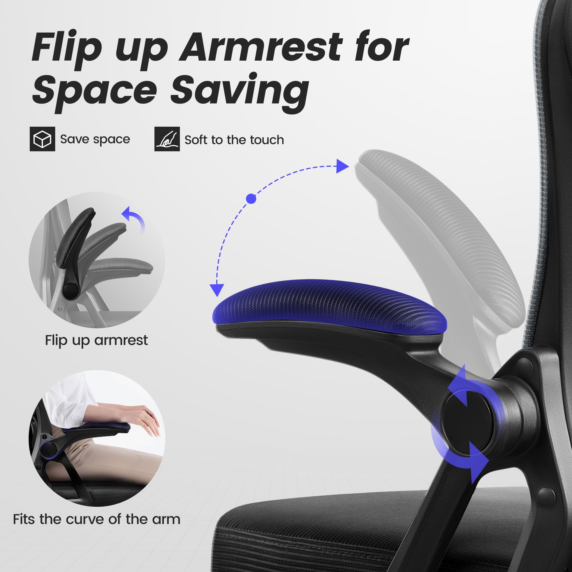 COOLHUT Ergonomic Office Chair, High Back Mesh Office Desk Chair with Headrest 500LBS, Executive Office Chair with Adjustable Aremrest, Home Office Swivel Desk Chair for Home Office, Black