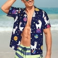 thumbnail image 7 of Sikiie Lama in Space Print Men's Hawaiian Shirt, Summer Beach Button Pocket Short Sleeve T-Shirt,XX-Large, 7 of 7