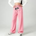 thumbnail image 2 of oqasdz Letter Print Girls Wide Leg Pants Drawstring Trousers for Youth Sports Fashion Versatile Casual Dailywear, 2 of 4