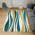 thumbnail image 2 of Vintage Turkish Area Rug, Retro Vibrant Stripes Funky Lines Design Patterns Abstract Print, Soft Carpet for Living Room Decor with Distressed Look, 6.6' X 9.6', Dark Teal, by Ambesonne, 2 of 4