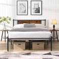 thumbnail image 3 of King Size Heavy Duty Metal Bed Frame, Platform Bed with Wood Headboard and Under Bed Storage, No Box Spring Needed, Black, 3 of 9