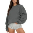 thumbnail image 2 of Lovskoo Sweatshirt for Women Trendy Casual Long Sleeve Round Neck Ladies Loose Sweatshirt Tops Blouse Dark Gray, 2 of 5
