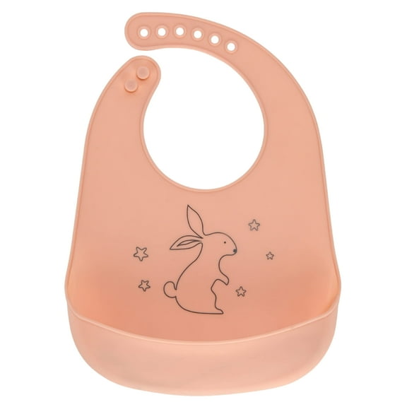 CHILDLIKE BEHAVIOR Silicone Bib - Food Catcher, BPA Free & Waterproof - Adjustable Neck Roll Bib for Feeding Babies, Toddlers & Small Kids