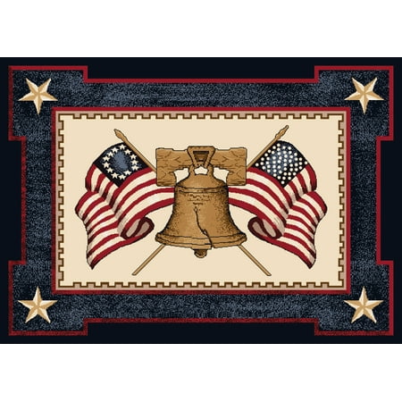 Patriotic Liberty Bell Milliken Seasonal Inspirations Area Rugs - Novelty 02000 Opal Liberty Bell Flags Patriotic Rug ()