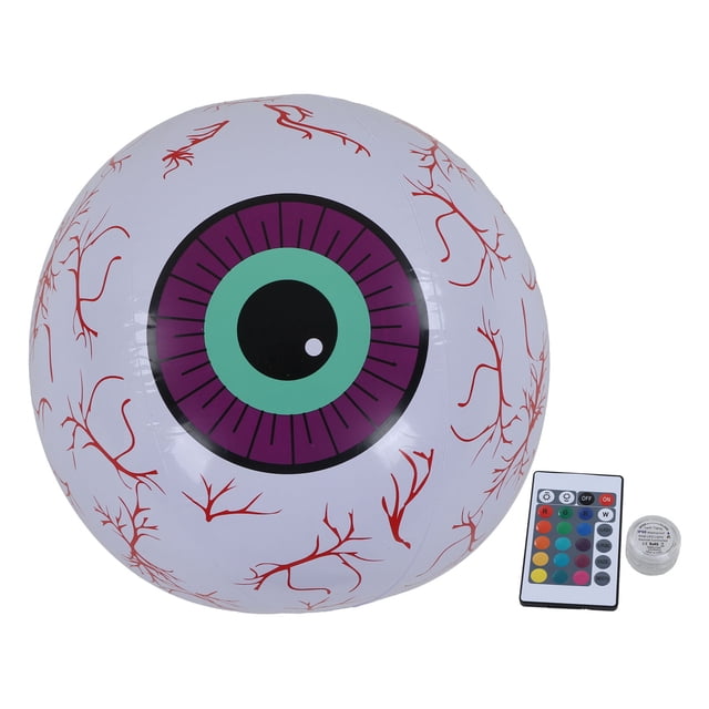 Globo ocular inflable LED para Halloween, PVC, jardín al aire libre, decoración de Halloween con Control remoto, globo ocular morado