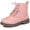 Pink, variant on Boy's Girl's Waterproof Side Zipper Lace-Up Ankle Boots Outdoor Workboots Walking Winter Snow Sneaker Shoes