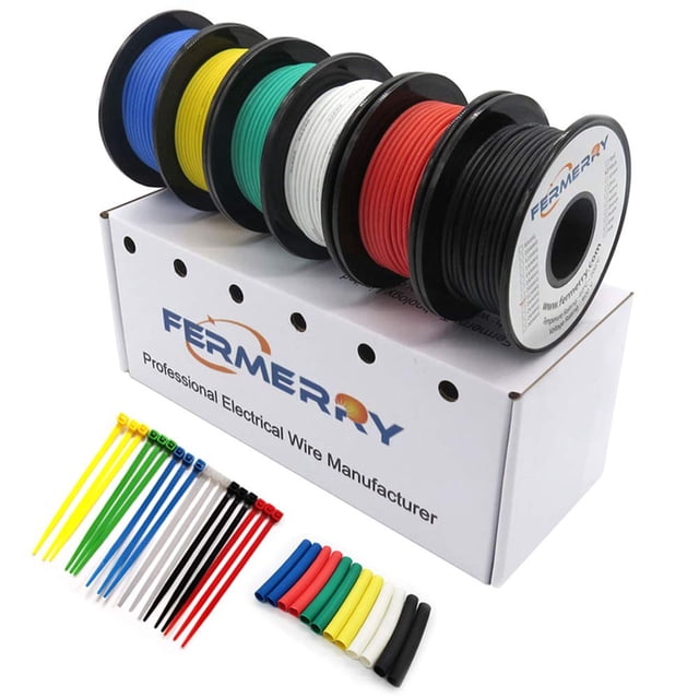 Kit de cables Fermerry 30 AWG, 6 colores, 7,6 m cada uno