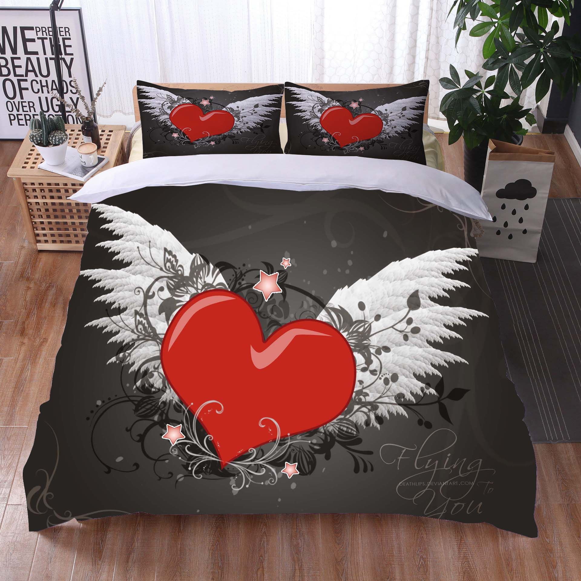 Art Love Duvet Cover Set for Kids Teens Soft Duvet Cover and Pillowcase