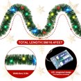 thumbnail image 3 of NOGIS 16.4 ft Christmas Prelit Tinsel Garland with Lights Battery Operated LED Hanging Garland with Light Xmas Foil Garland for Tree Wedding Party Decoration (Green), 3 of 7