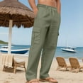 thumbnail image 7 of Xzbqbs Mens Sweatpants Linen Straight Elastic Waist Drawstring Cargo Pants Casual Quick Dry Summer Beach Yogo Jogger Pants for Men, 7 of 7