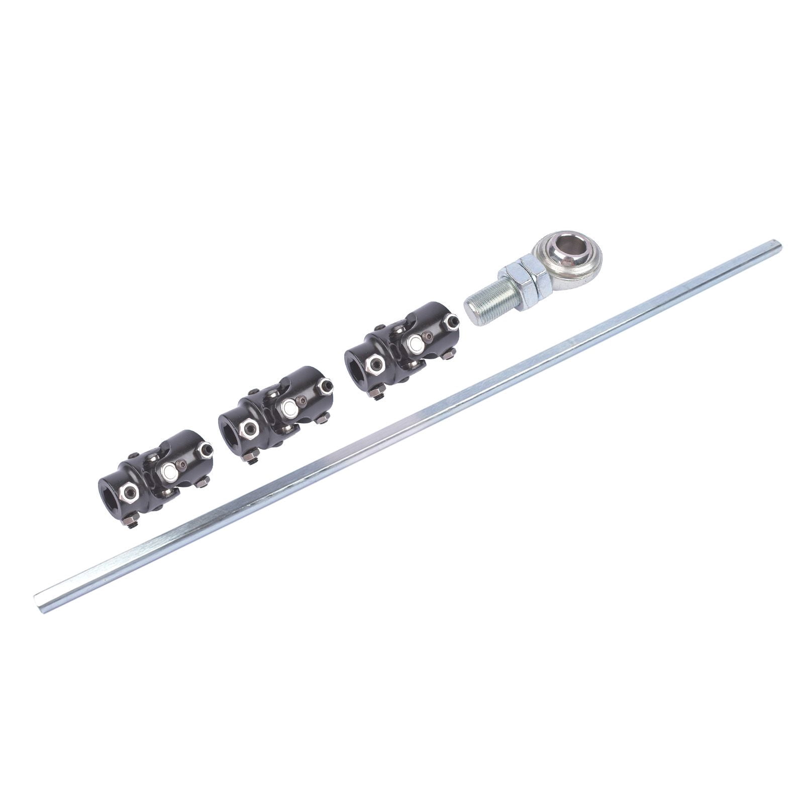 36" Universal Steering Shaft Kit w/ 3x 3/4DD Black U-Joints & Bearing Heim Joint - GM Compatible, Vibration & Noise Reduction, CNC Steel