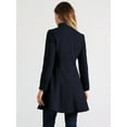 thumbnail image 4 of DARING DIVA Women's A-Line Long Sleeve Single Breasted Peplum Hem Long Coat Dark Blue XS, 4 of 6
