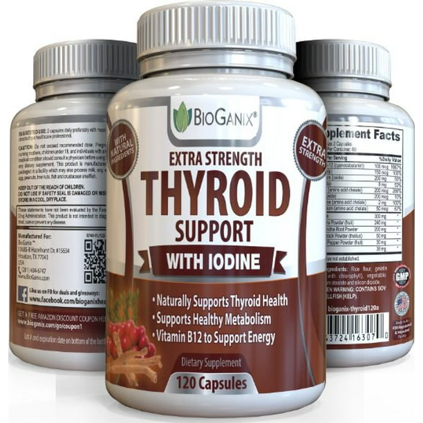 Best Thyroid Support Complex Supplement (120 Caps) #1 Helper for Overactive/ Underactive Thyroid + B