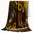thumbnail image 2 of Country Cabin Cowboy Boots Sunflowers Rustic Western, Cozy Friendship Quote Scene, Warm Flannel Blanket for Living Room and Reading Nook, Art Lovers Friendship Gift, Artistic Home Decor, 2 of 9
