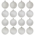 thumbnail image 2 of Northlight Shatterproof 4-Finish Christmas Ball Ornaments - 3" (75mm) - Winter White - 16ct, 2 of 9