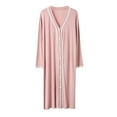 thumbnail image 4 of Long Sleeve Nightgowns for Women Comfy Nightshirt Button Down Sleepshirt V Neck Nightdress Loungewear, 4 of 5