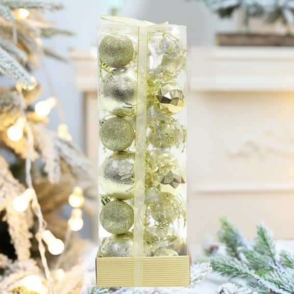 Stijggn 24pcs Christmas Ball Ornaments for Tree Christmas Tree Ornaments Glittering Hanging Bulbs Pendants for Party Christmas Tree Decor Baby Shower First Xmas Decorations