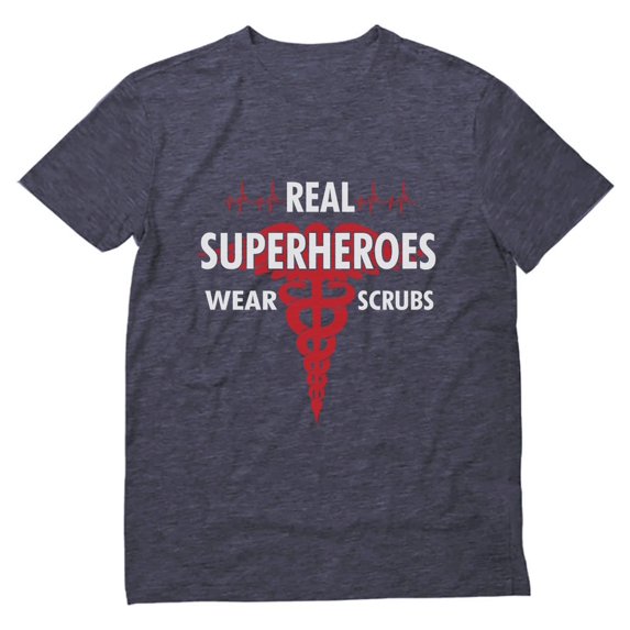 Tstars Mens Nurse Shirts Gift for Nurse Real Superheroes Wear Scrubs Nursing MD Medical T Shirt