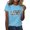 Sky Blue, variant on Women's Short Sleeve T-Shirt Clearance Items Women Blending Shirts Women's 2025 Valentine's Day Solid Color Round Neck Short Sleeve Printed Top T Shirt