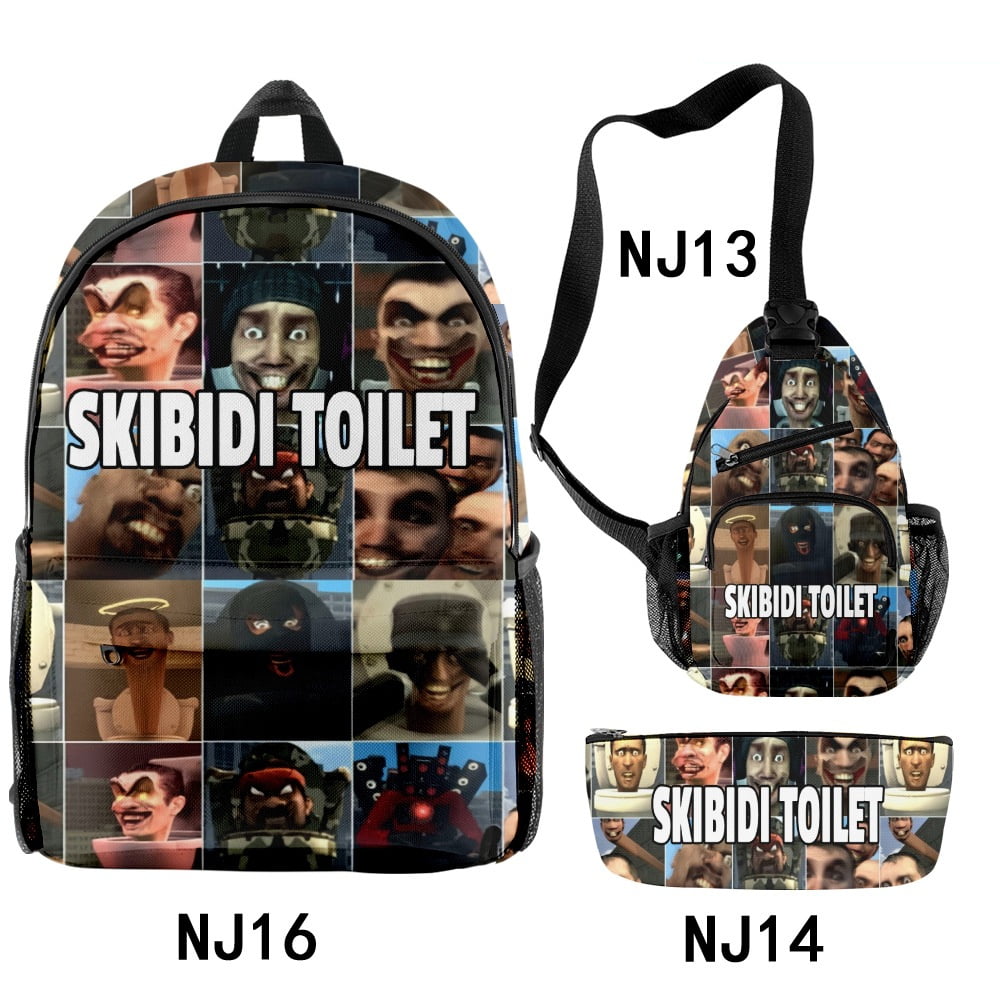 Skibidi Toilet Backpack 3 Pieces Sets Cosplay 3D Crossbody Bag Unique ...
