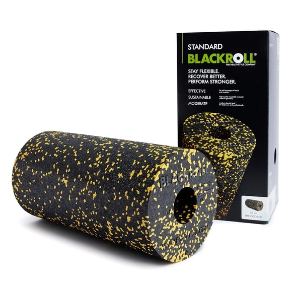 BLACKROLL - Standard Foam Roller - Myofascial Trigger Point Release, Back Massage, Perfect for Yoga, Home Workouts, Muscle Recovery, Black/Yellow