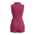 thumbnail image 5 of Likimi Womens Two Piece Set Solid Color Sleeveless V Neck Summer Vest With Shorts Fashion Comfort Outfit Set Pink Size S, 5 of 6