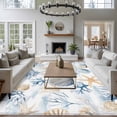 thumbnail image 4 of Ocean Blue Washable Living Room Rugs 5'x7', Yellow Coral Shell Starfish Marine Life Coastal Low Pile Throw Large Area Rugs Non-Slip Sturdy Edge Binding Carpet for Dining Room Bedside Kitchen, 4 of 9