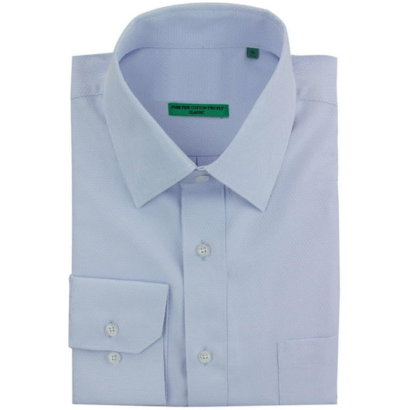 DTI BB Signature Men's Classic Fit Tone On Tone Diamond Pure Cotton Dress Shirt Lt Blue