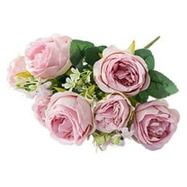 Miyuadkai 11.8" x 7.1" Artificial Silk Pink Flowers Home Decoration Bouquet ( 5 Count )