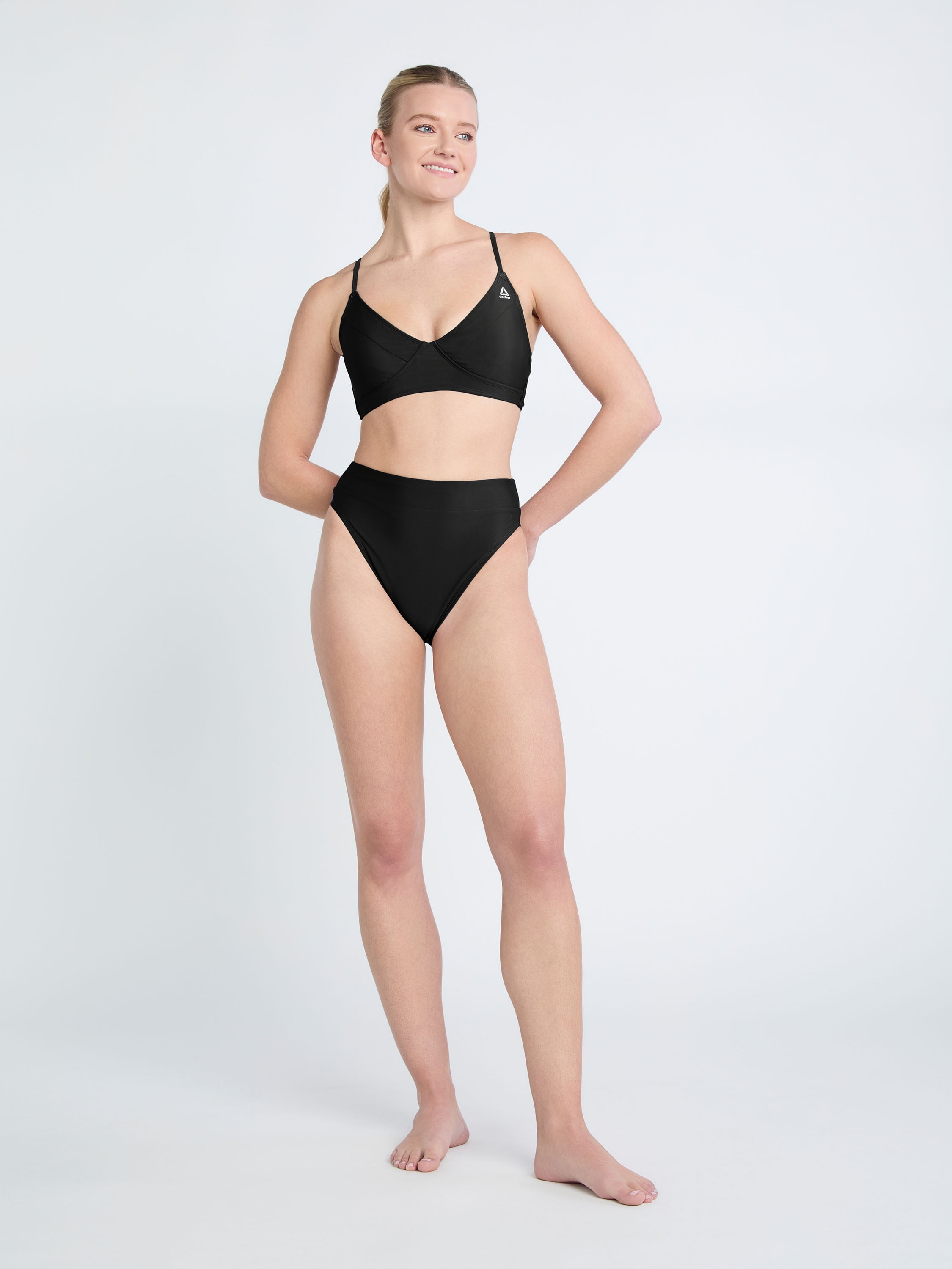 Reebok Women's Swim V-Front High Waisted High Leg Bottom with UPF 50+, Sizes XS-XXL