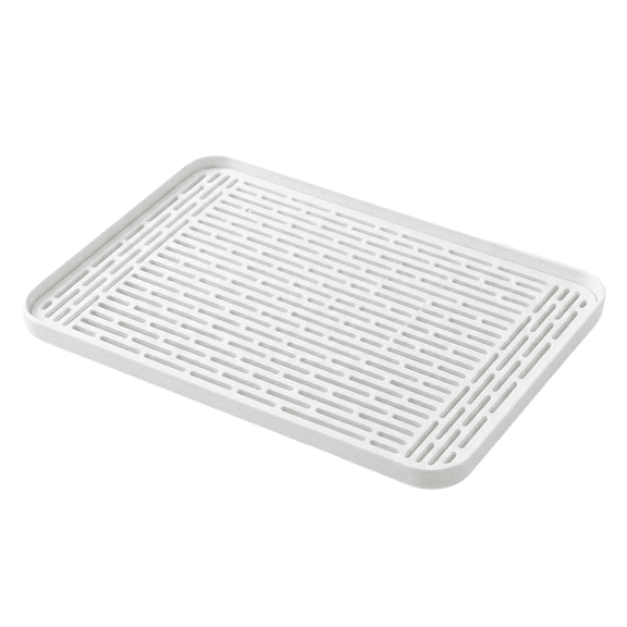YEyangqi Double Layer Draining Tray, 15.35"x8.85" Slim Dish Drying Rack with Drain Board, White Plastic Kitchen Organizer for Cups, Utensils, Baby Bottles, Countertop or Sink