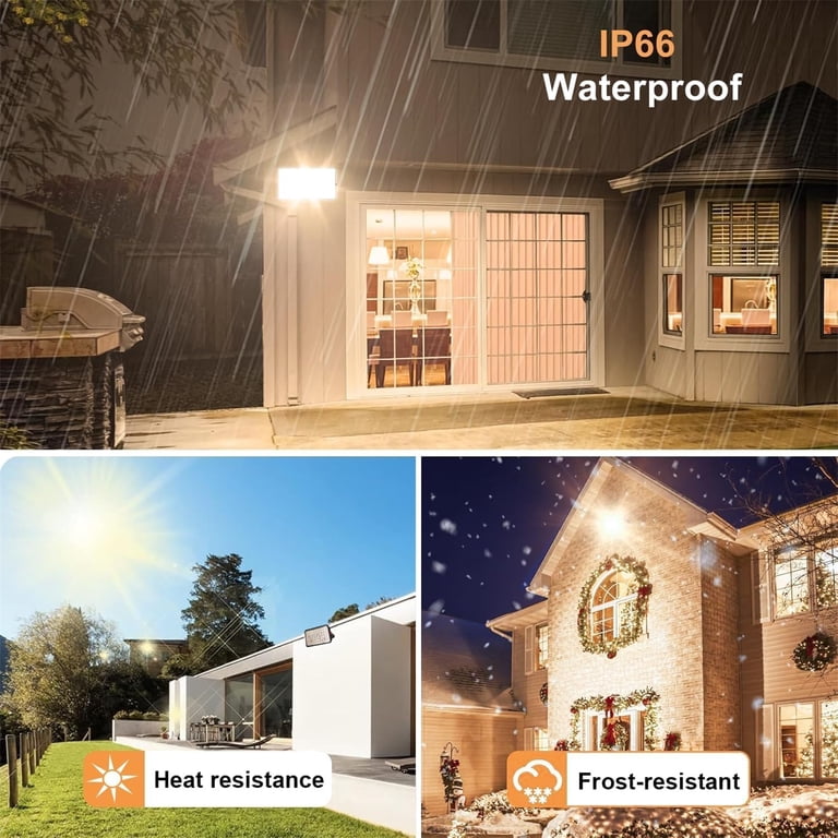 2-Pack 200W LED Flood Lights – 3000K Warm White, 20000LM, IP66 Waterproof, Plug In – Super Bright Security Light For Yard, Garden, Court, Playground