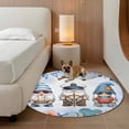 thumbnail image 3 of Ocean Gnome Round Living Room Rugs 7 ft, Nautical Shell Sea Star Flag Flower Blue Gradient Washable Area Rug with Non-Slip Sturdy Edge Binding Round Carpet for Kitchen Office Bedroom, 3 of 9