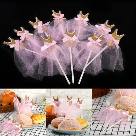 Pink Ladybug Cupcake Toppers 10pcs/50pcs/100pcs Cupcake Toppers Gold Glitter Pink Princess Skirt Decor Cake Toppers for Wedding Birthday Baby Shower Party Valentine's Day ()
